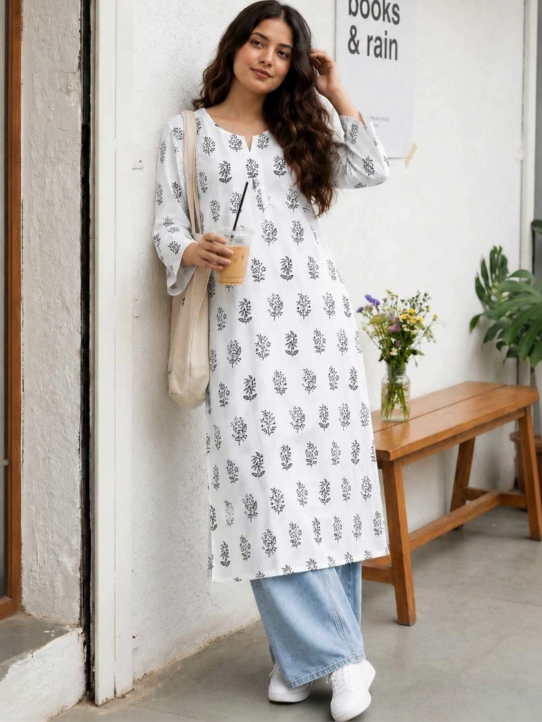 CHAFI COLLECTION Ethnic Motifs Printed Round Neck Kurta