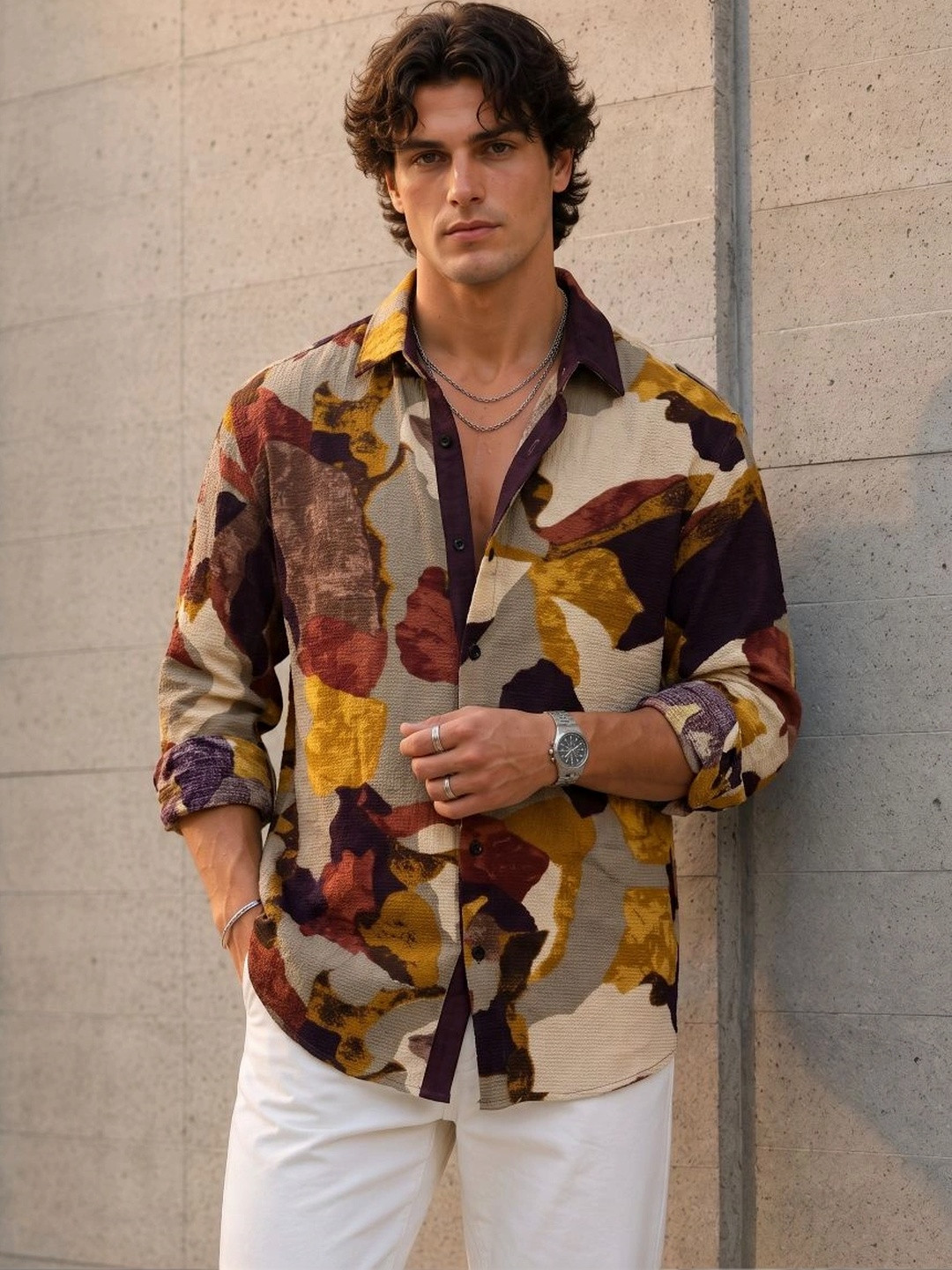 Vesido Men Modern Printed Casual Shirt