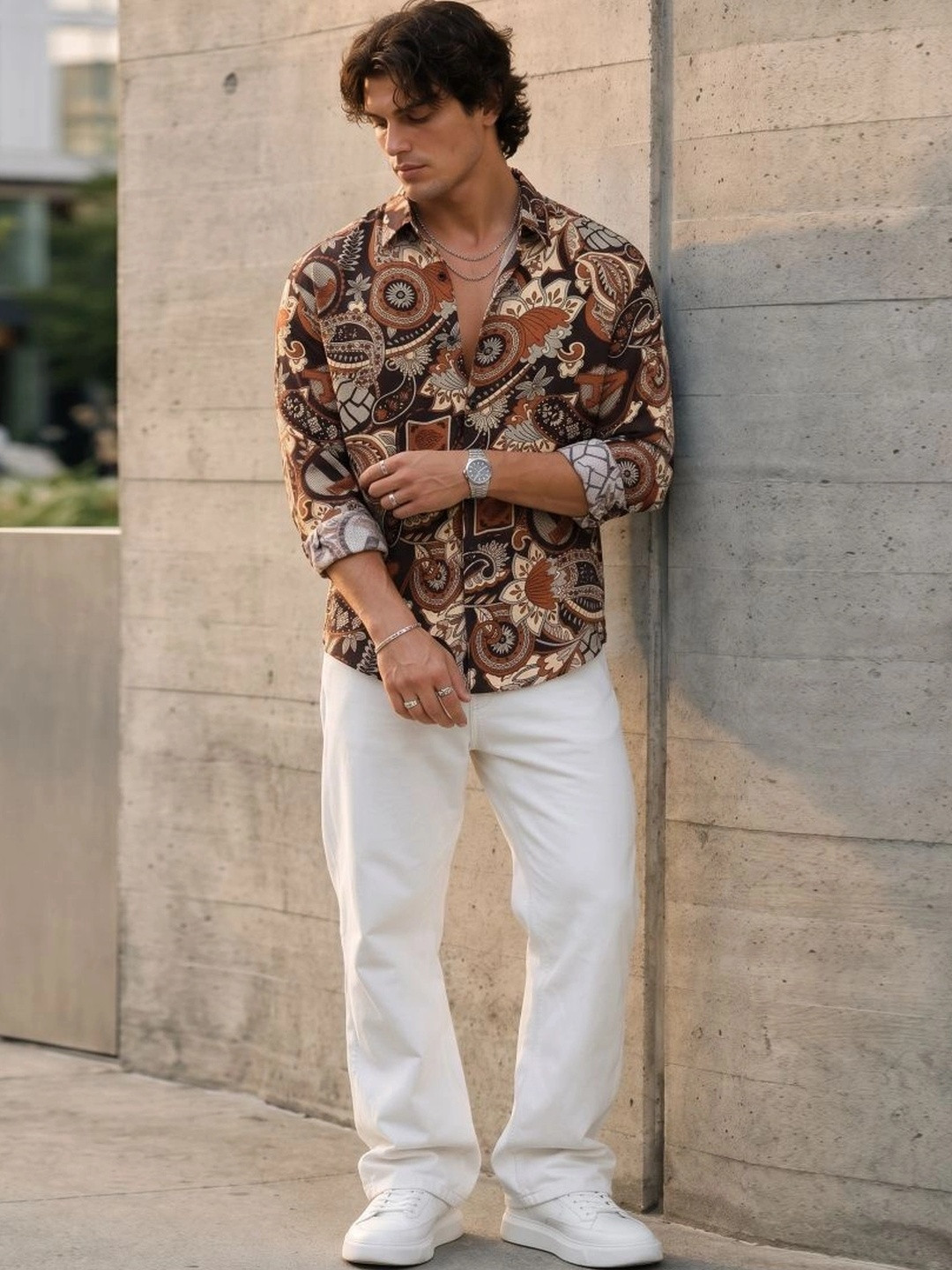 Vesido Men Modern Printed Casual Shirt