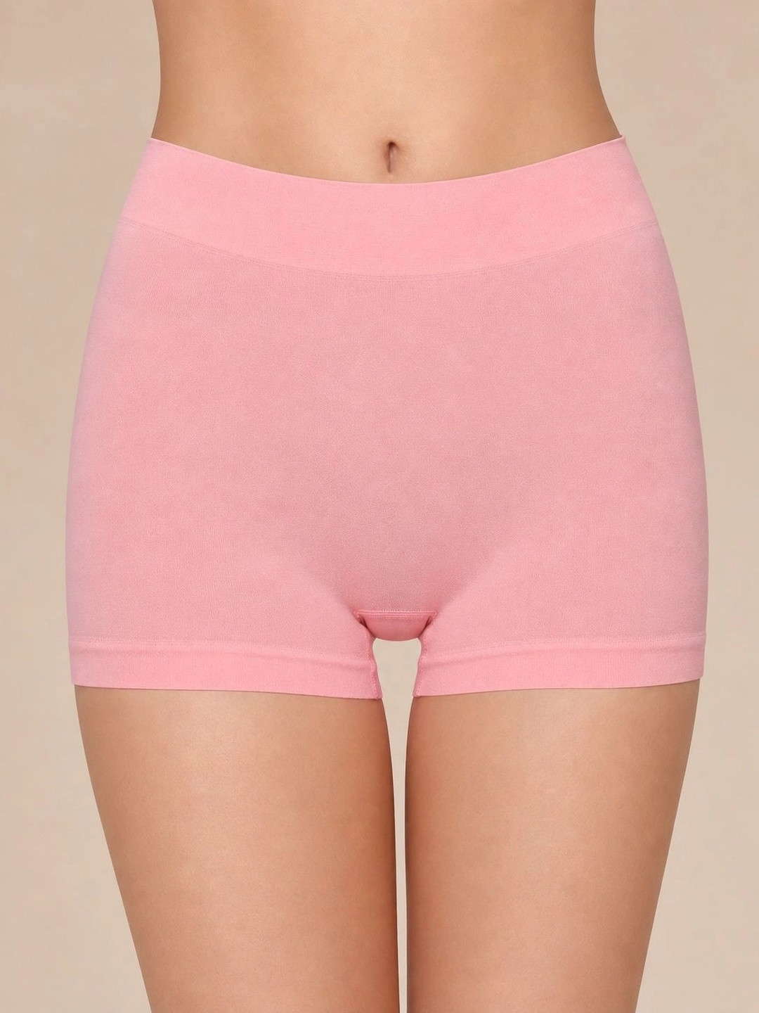 Qenixo High-Rise Stretchable Fitted Boyshorts with Elastic Waistband for Daily Comfort