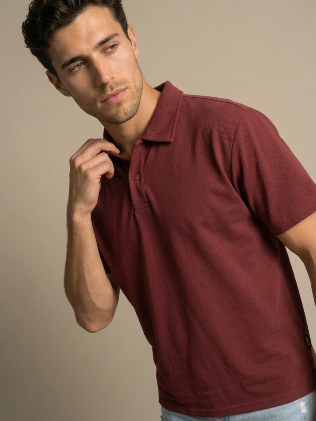 glitchez Polo Collar Drop-Shoulder Sleeves T-shirt