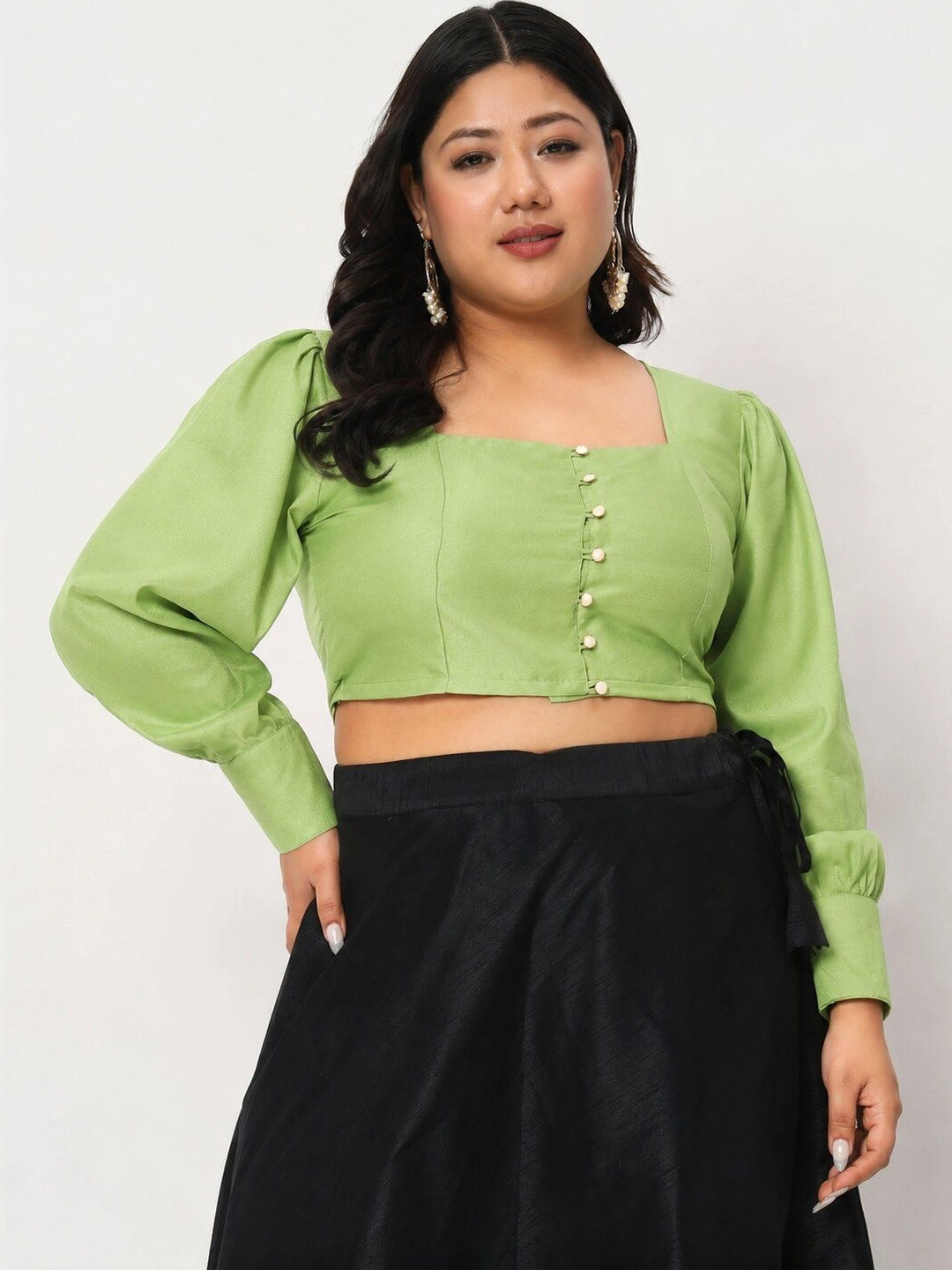 studio rasa Puff Sleeve Crop Top