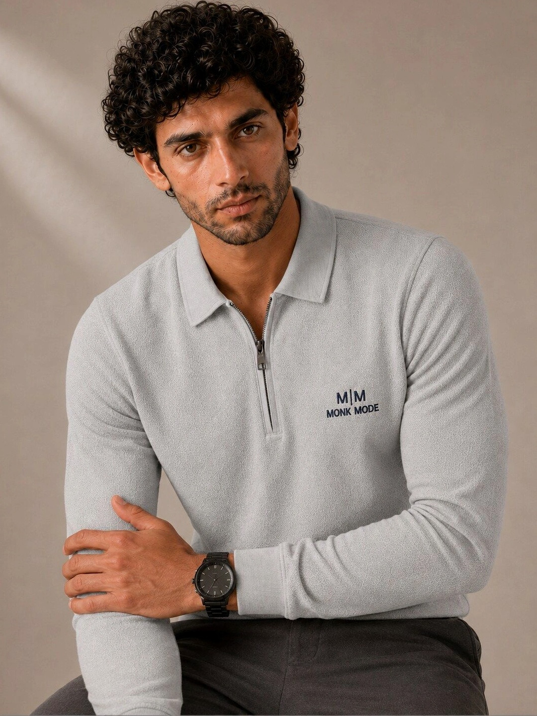 Monk Mode Men Brand Logo Polo Collar T-shirt