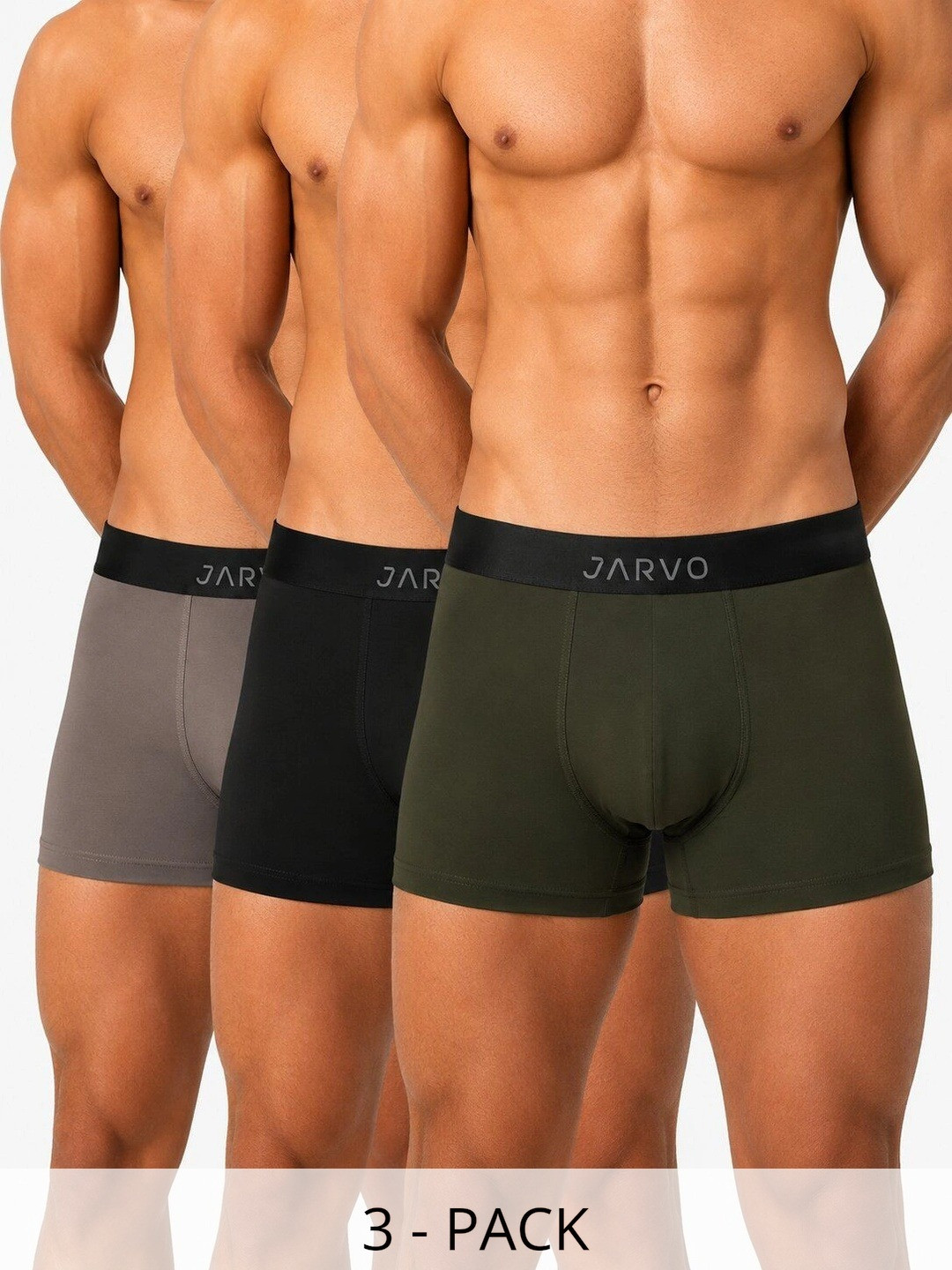 Jarvo Men Pack of 3 Assorted Solid Trunks