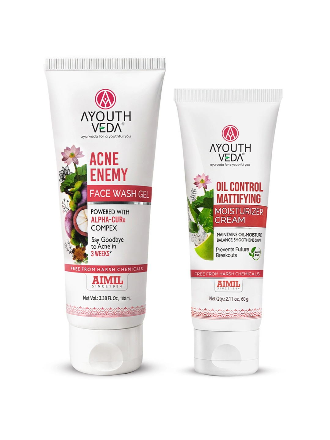 AYOUTHVEDA Set of 2 Oil Control Mattifying Moisturizer Cream - 60 g Each