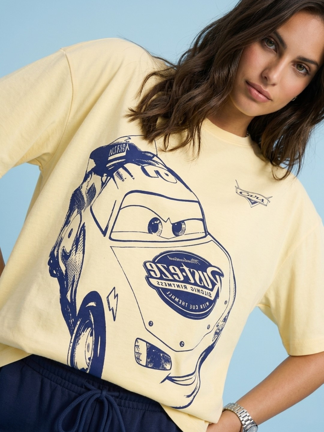 SPORT STREET by glitchez Cars Printed Drop-Shoulder Sleeves T-shirt
