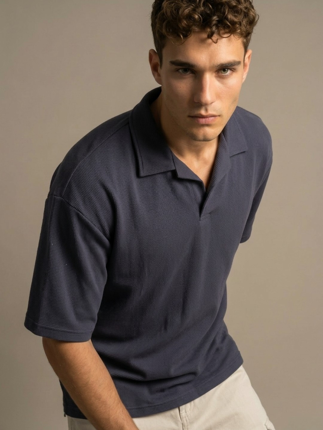 glitchez Polo Collar Oversized Fit T-shirt