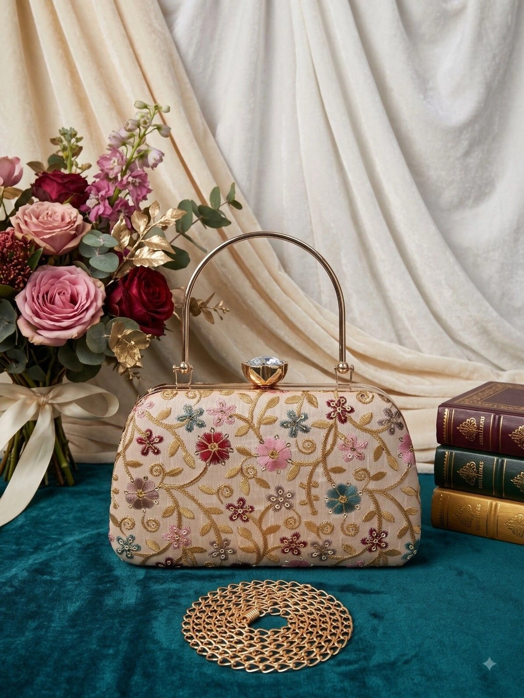 MEYYAS Embroidered Box Clutch