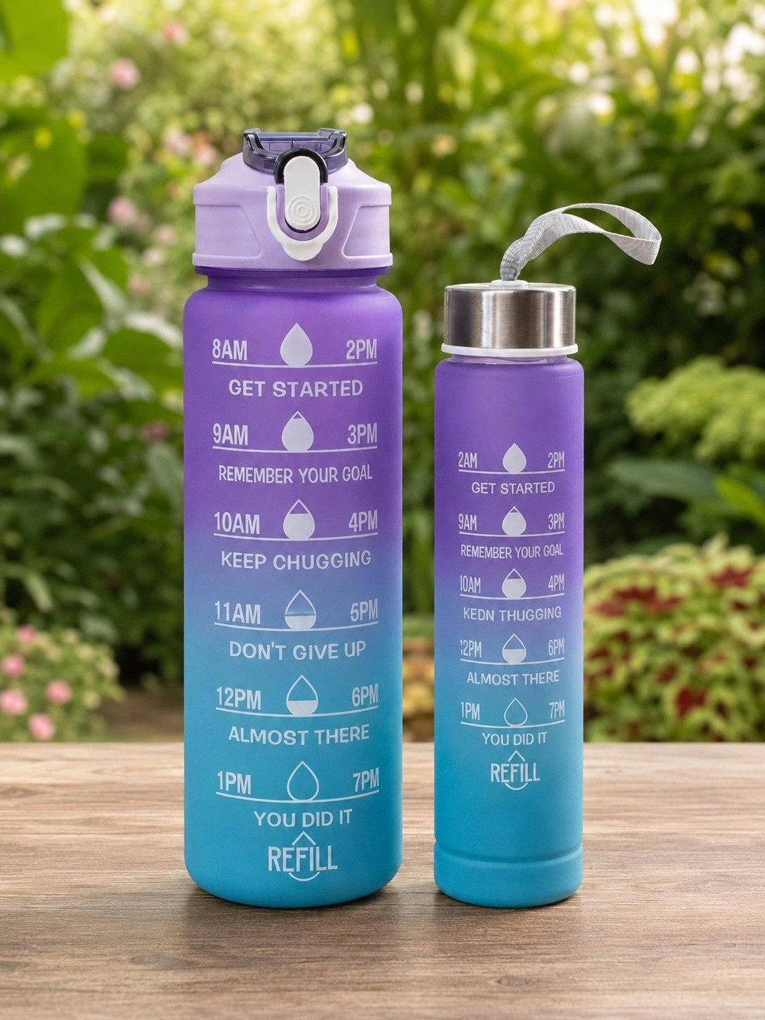 SeaRegal Purple Set of 2 Plastic Typography Water Bottle