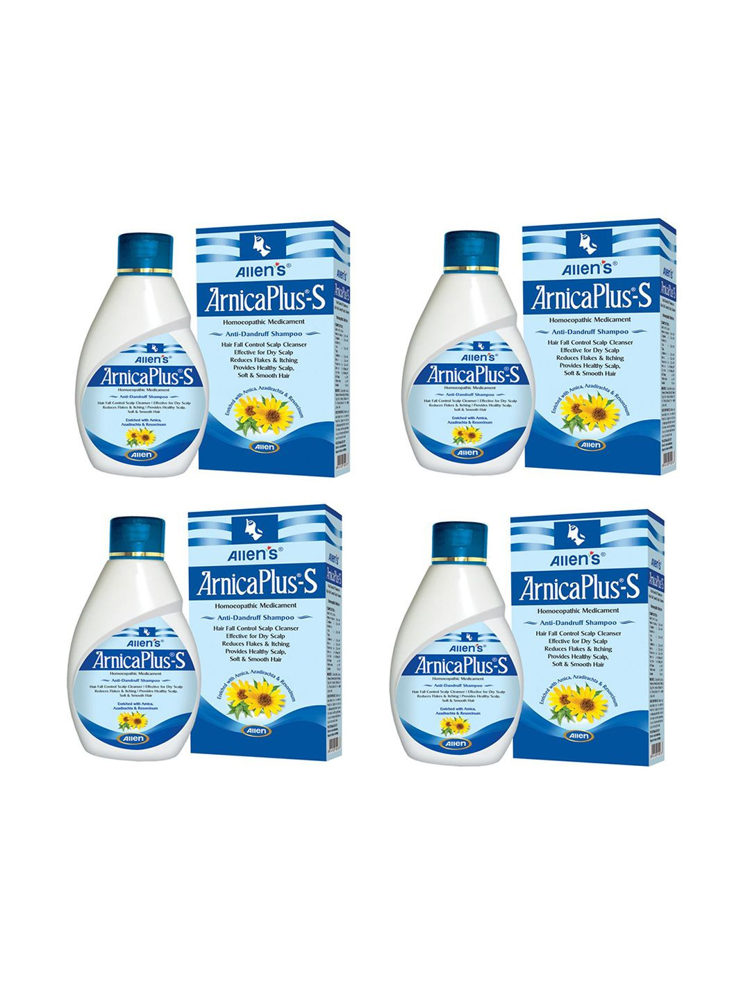 ALLEN ArnicaPlus-S Set Of 4 Azadirachta Anti-dandruff Shampoo - 100 ml Each