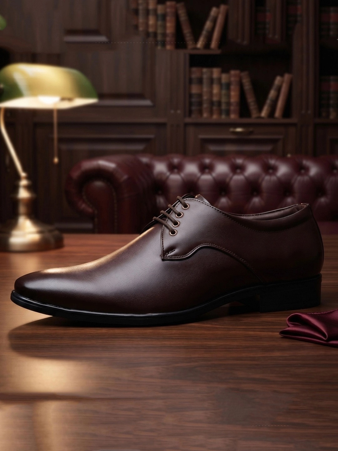 HikBi Men Leather Pointed Toe Lace-Ups Formal Derbys