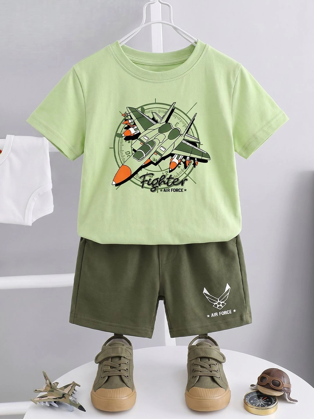 Crazymonk Unisex Kids Printed T-shirt with Shorts