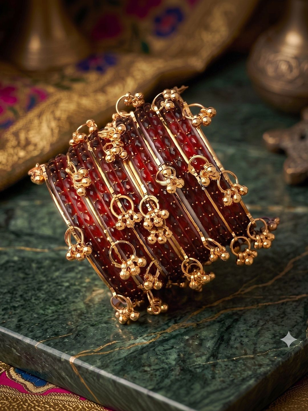 SRKBS Gold-Plated Pearls Bangle