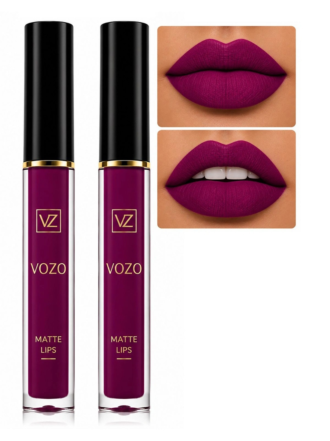 VOZO Set Of 2 Matte Lips Liquid Lipstick - 4 ml Each - Purple