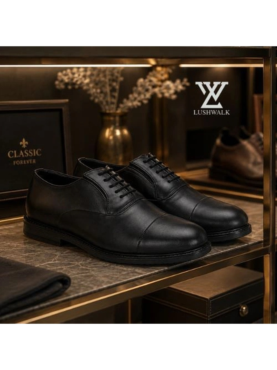 Lushwalk Men Leather Round Toe Lace-Ups Oxfords Formal Shoes
