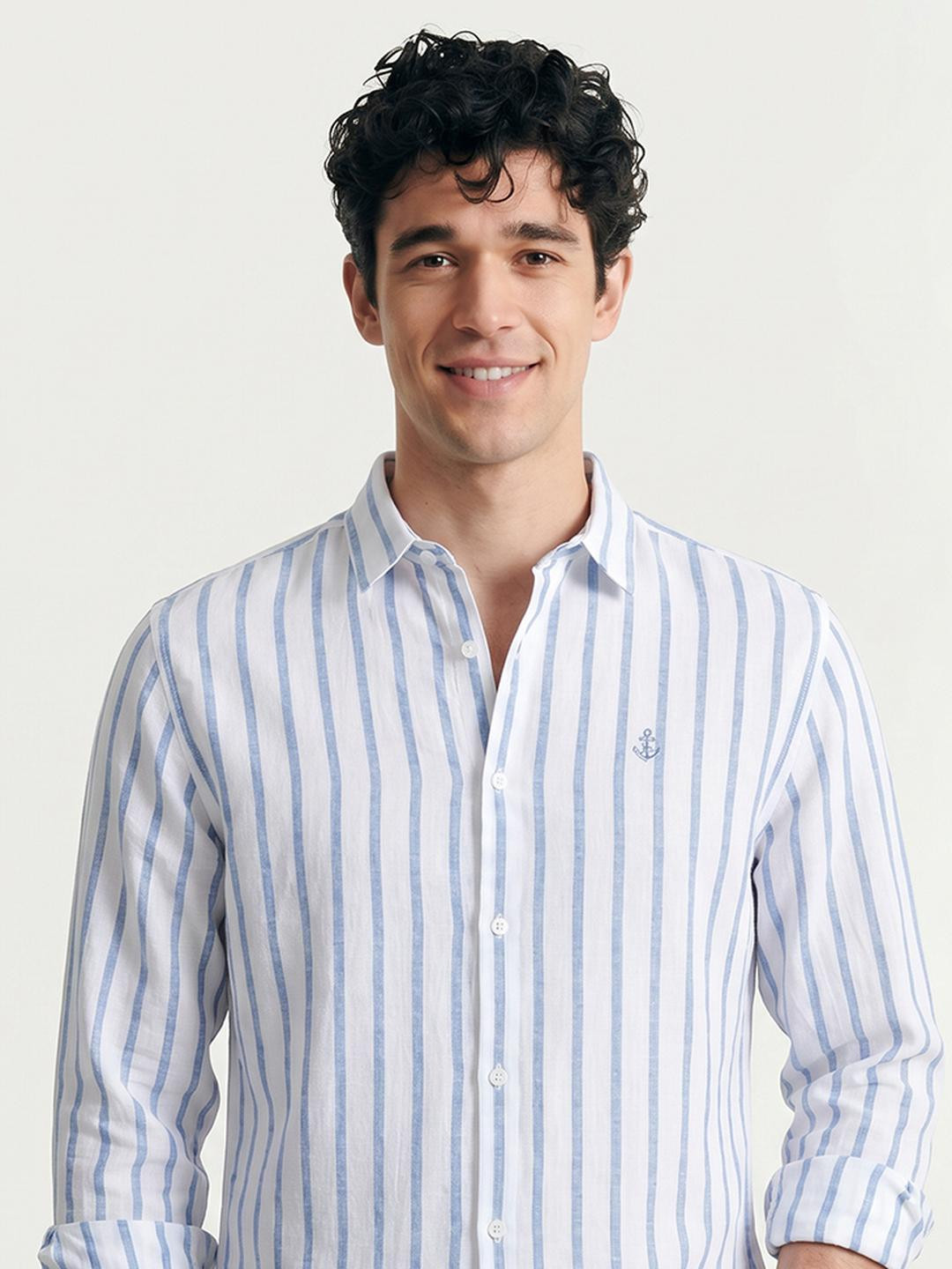 Mast & Harbour Linen Blend Stripe Shirt