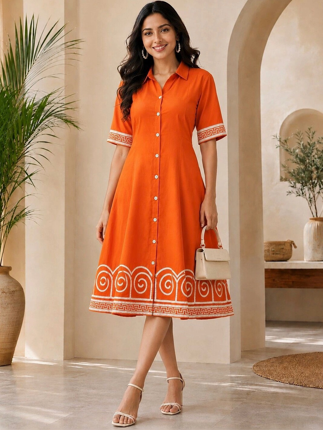 TUHIRAAJ Embroidered A-Line Midi Dress