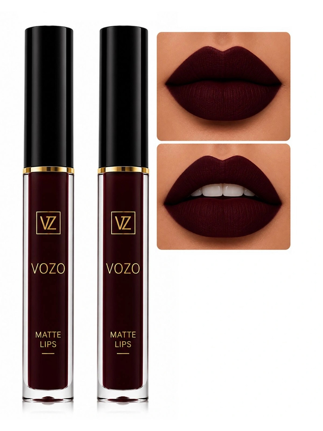 VOZO Set Of 2 Matte Lips Liquid Lipstick - 4 ml Each - Dark Maroon