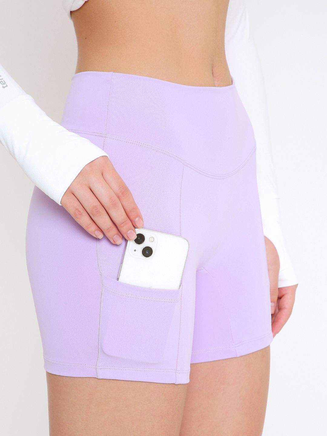 terractive Stretchie Biker Shorts with Pocket - High-Rise Skinny Fit Gym & Cycling Shorts