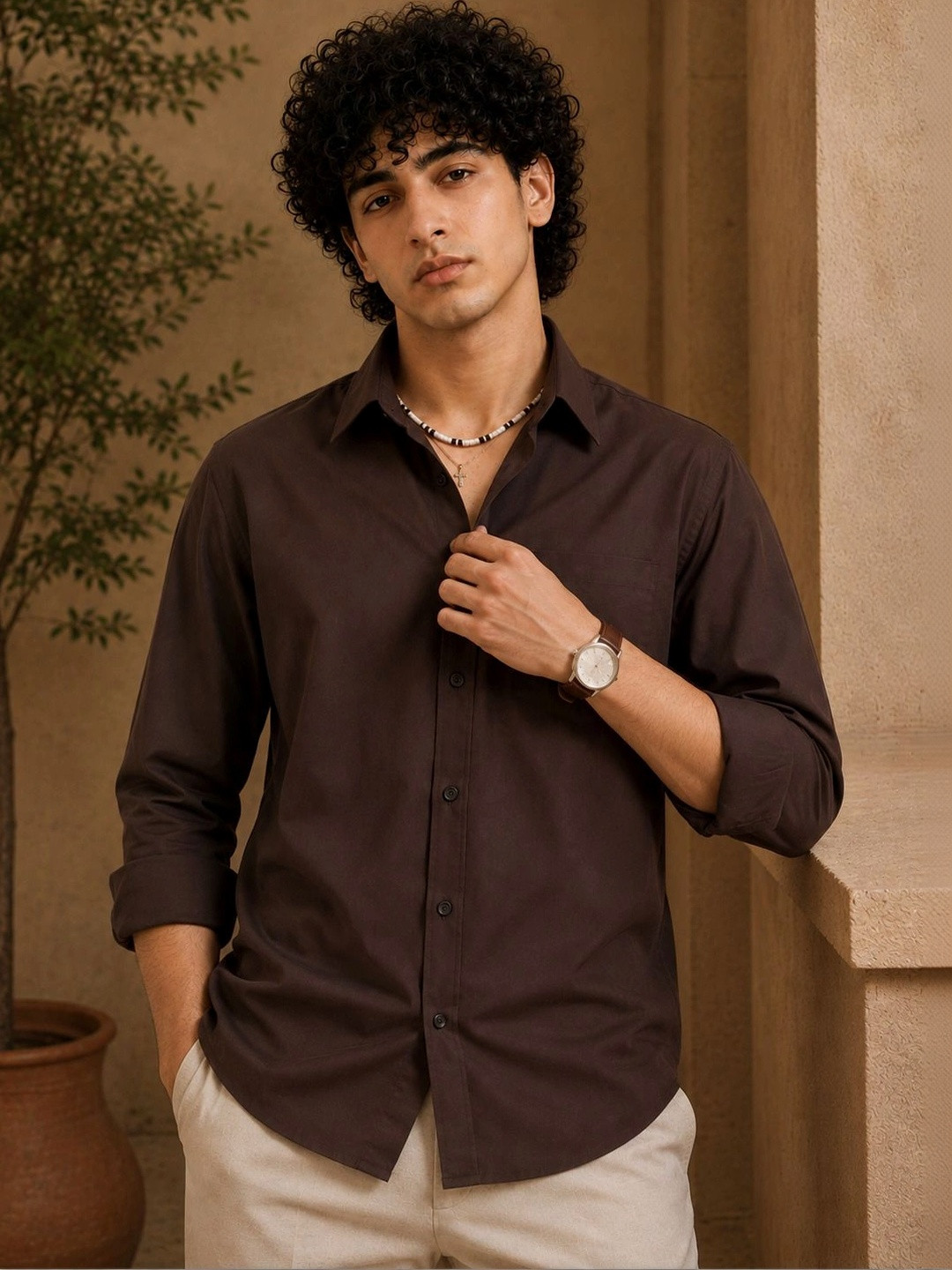 pihu Men Standard Tailored Fit Semi Sheer Casual Shirt