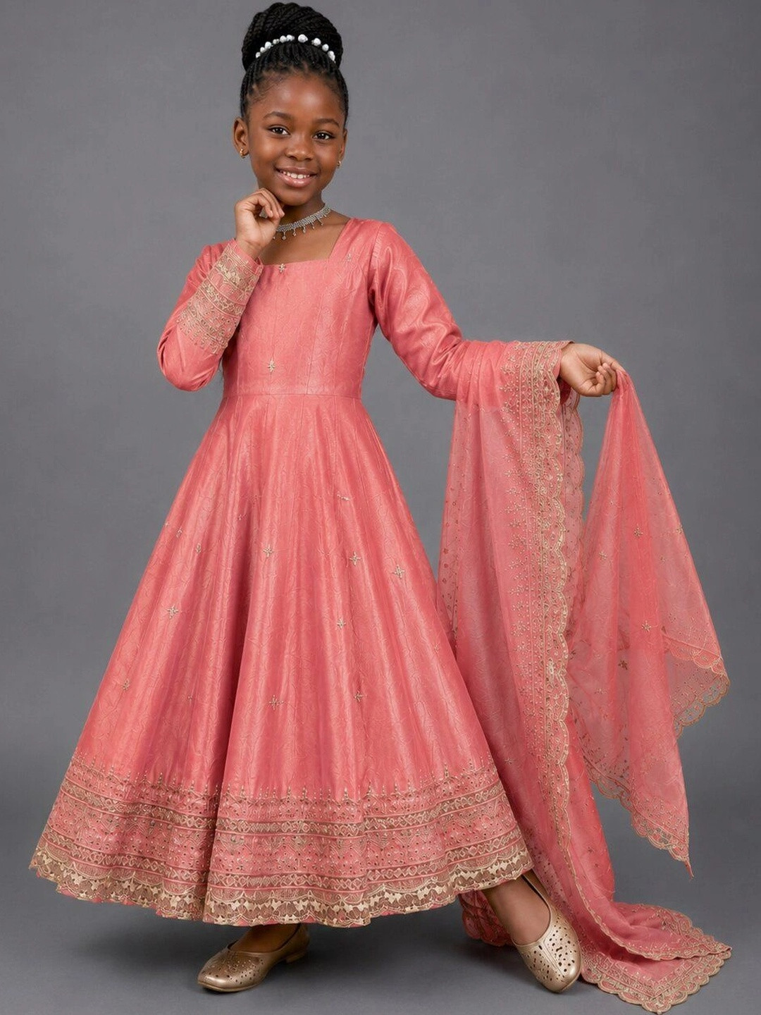 Sangria Girls Embellished A-Line Maxi Dress