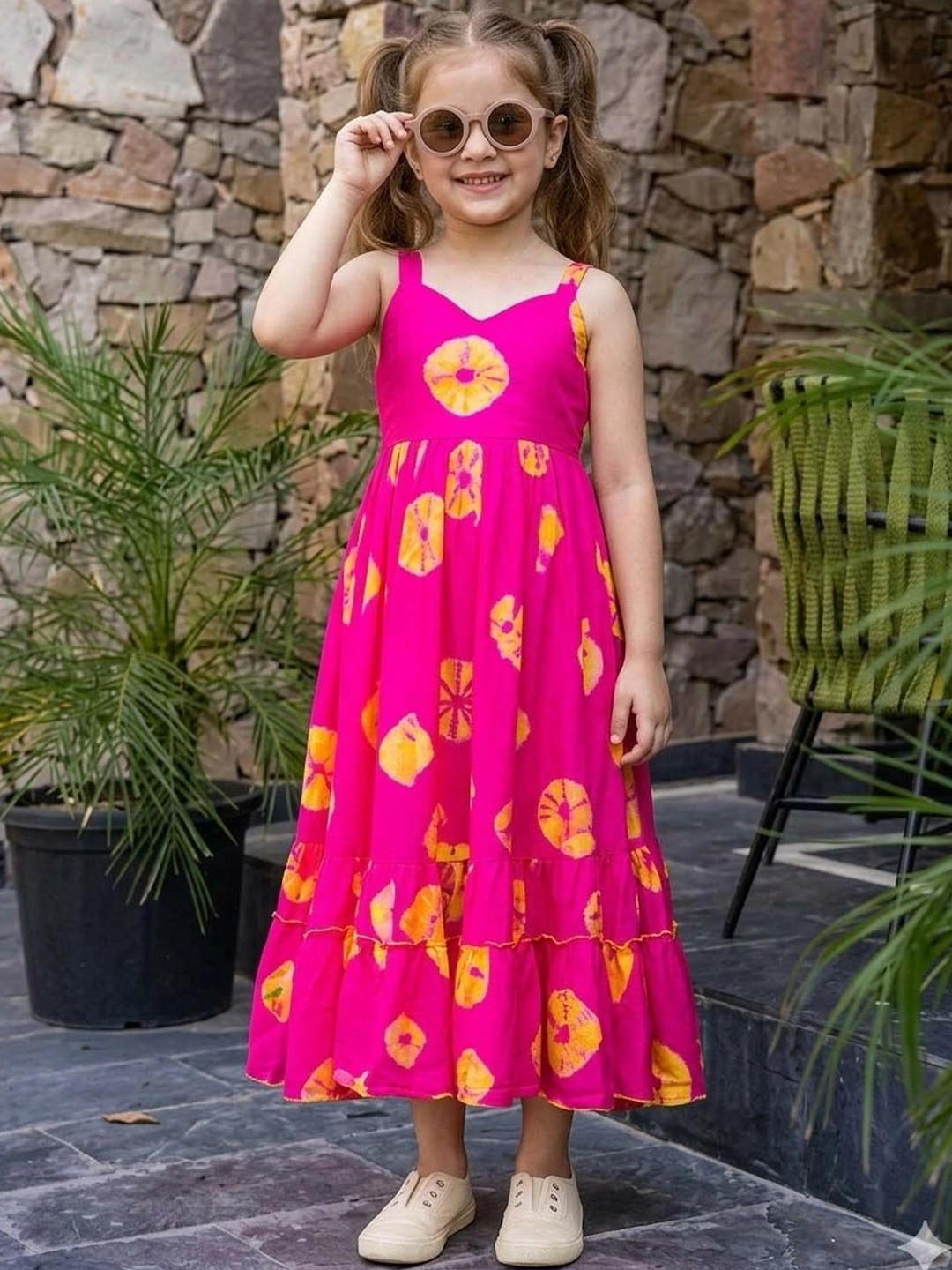 Fastvilla Tie and Dye Print A-Line Midi Dress