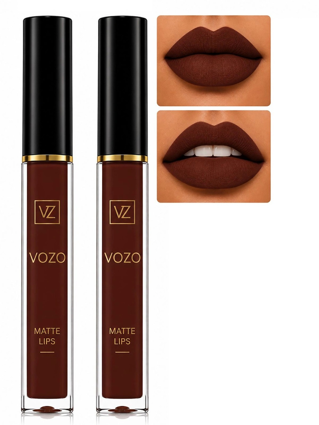 VOZO Women Set Of 2 Matte Lips Liquid Lipstick - 4 ml Each - Chocolate