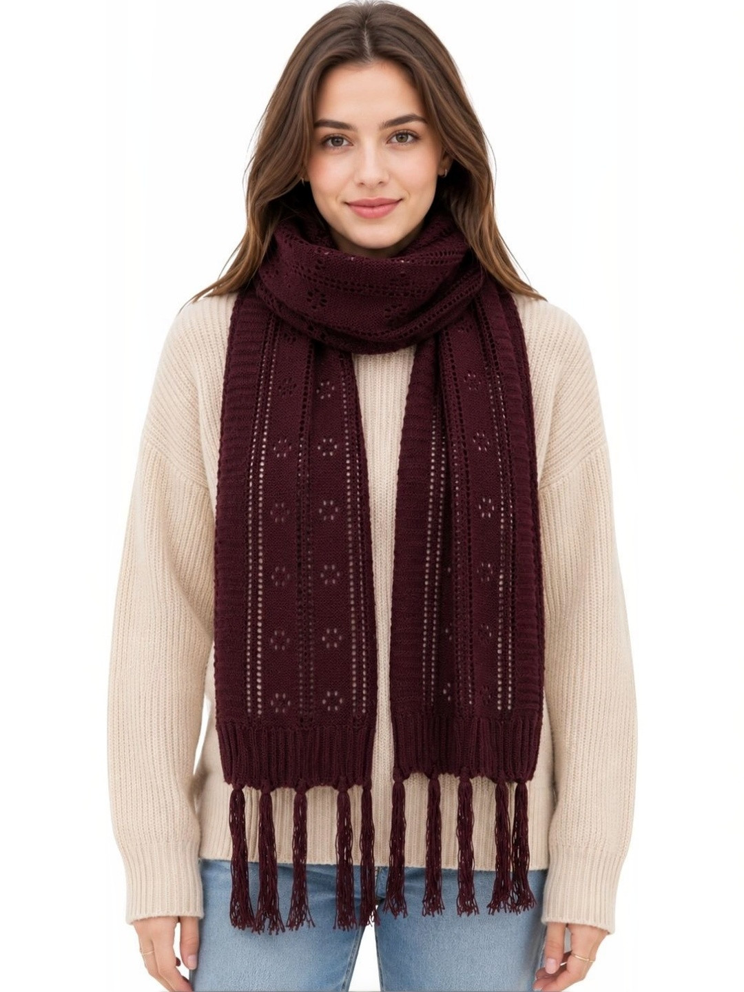 BEAUTIKA Women Self Design Merino Wool Mufflers