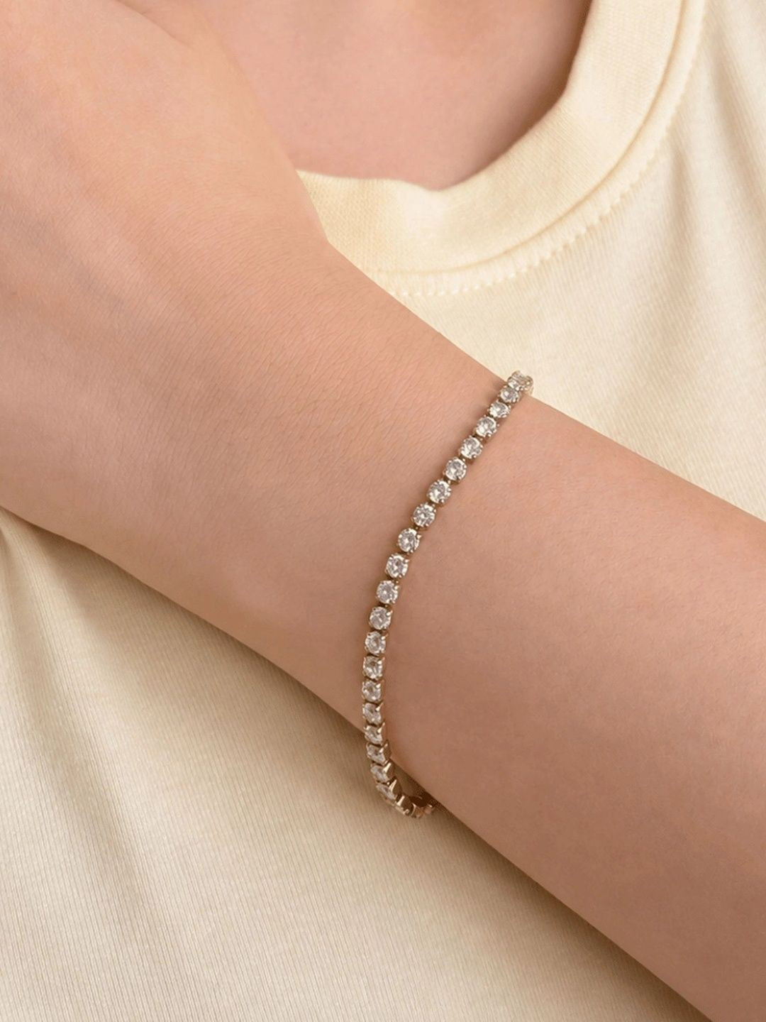 ELRA 18k Gold Plated Stainless Steel Waterproof & Anti-Tarnish Spark Tennis Bracelet