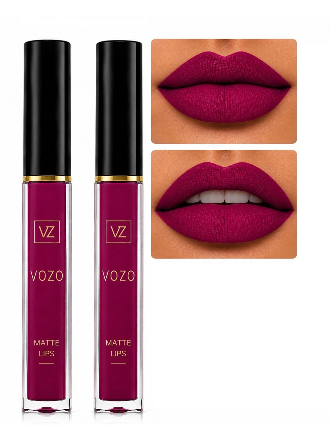 VOZO Set Of 2 Matte Lips Liquid Lipstick - 4 ml Each - Magenta