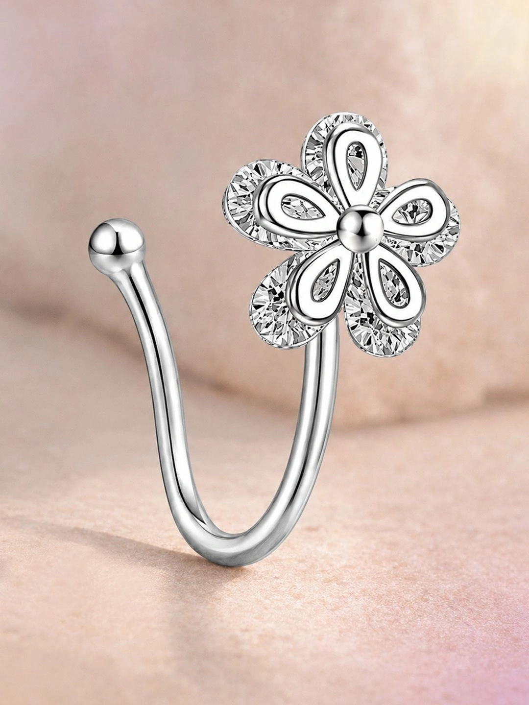 MAZZINI Silver-Plated Crystal Nosepin