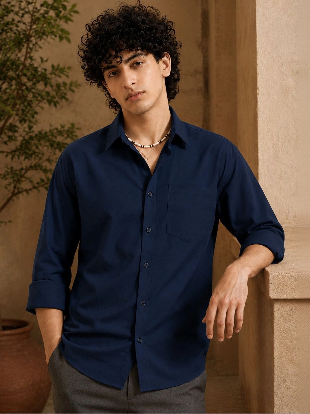 pihu Men Standard Tailored Fit Semi Sheer Casual Shirt