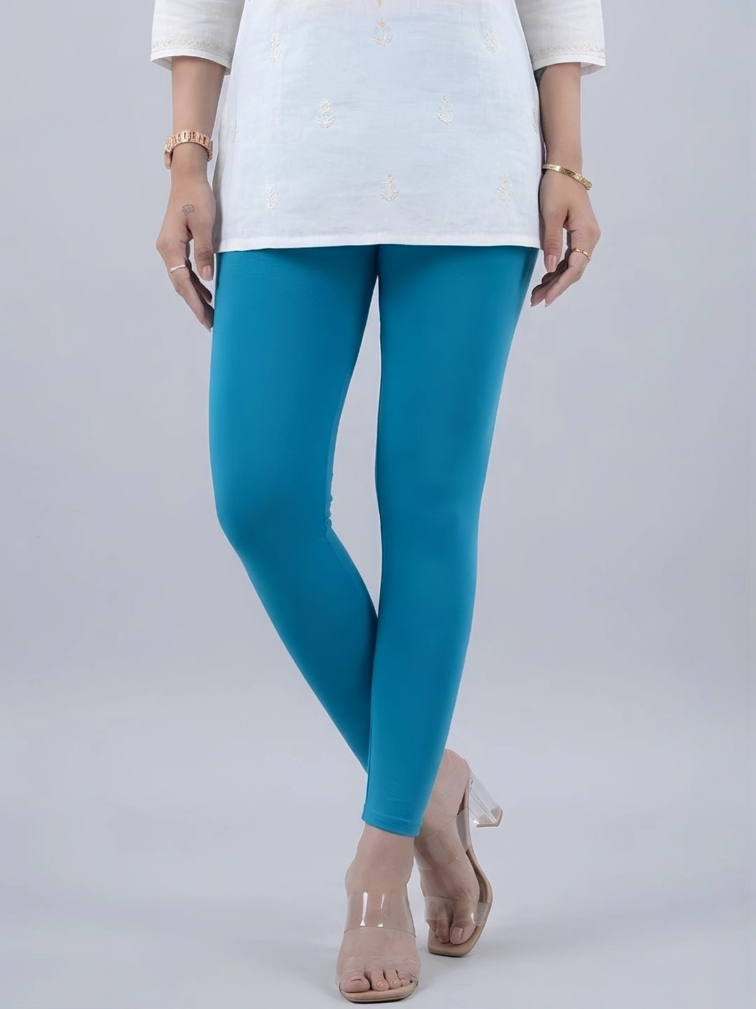 COLRINA Women Cotton Blend Solid Ankle Length Leggings
