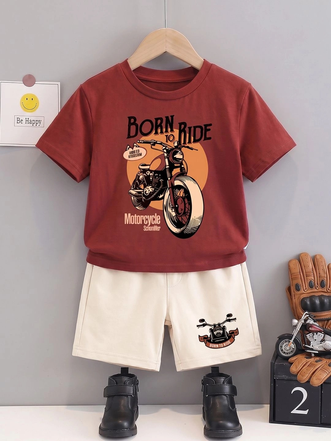 Crazymonk Unisex Kids Printed T-shirt with Shorts