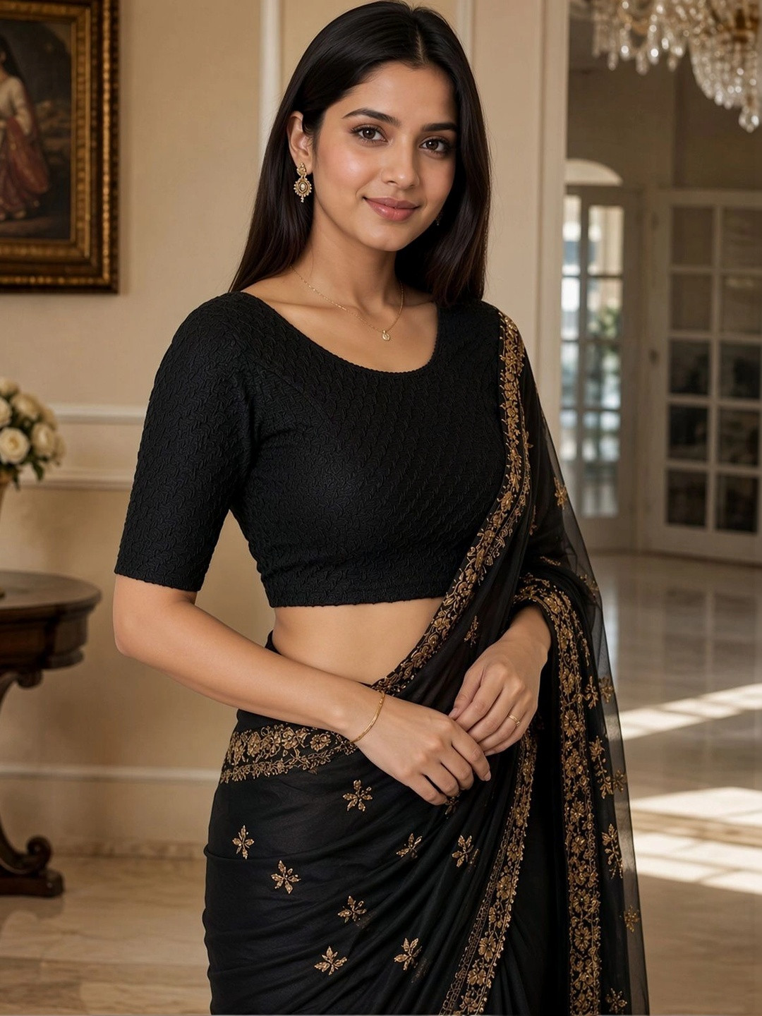 KALINI Women's Woven Design Saree Blouse