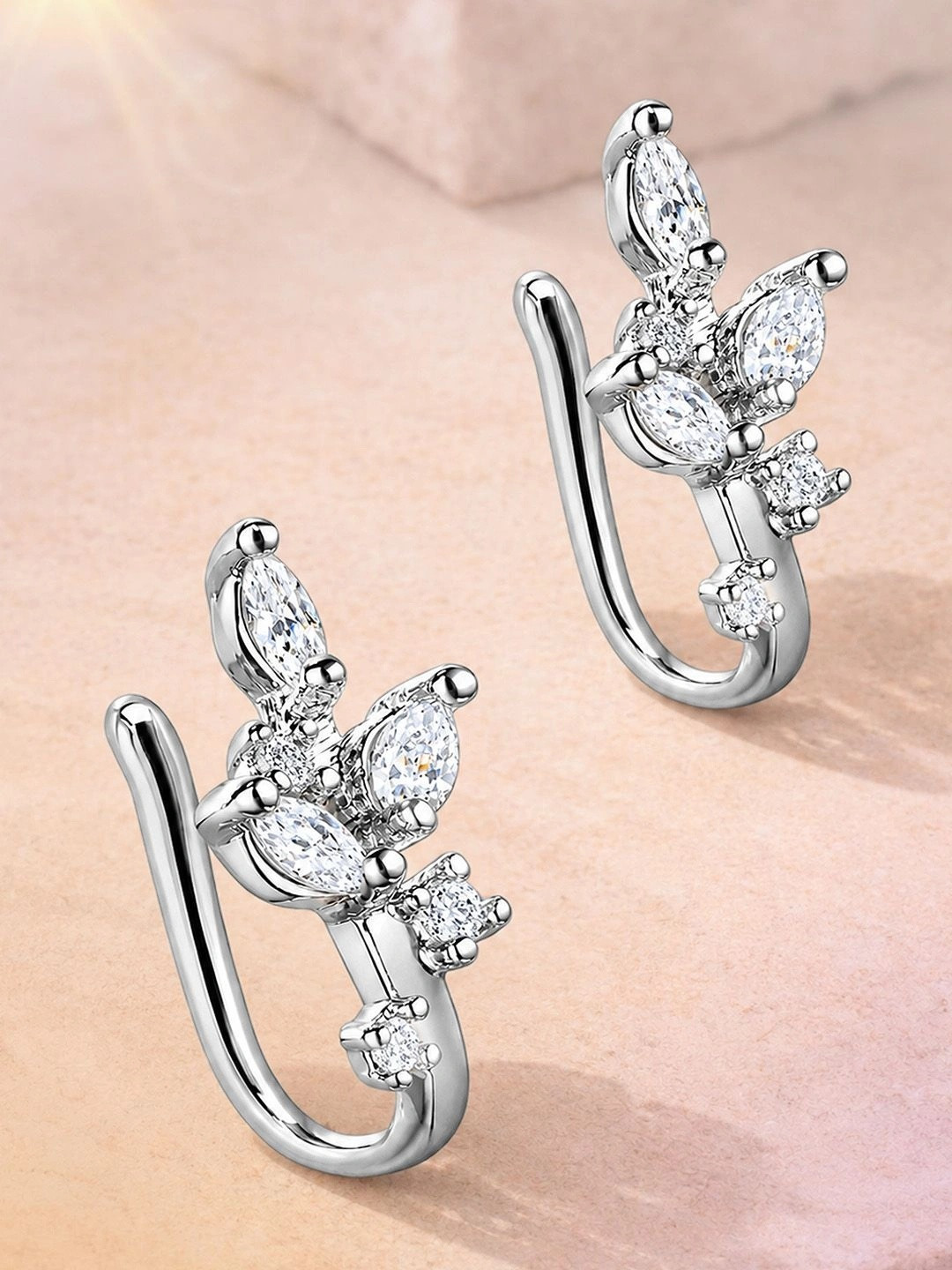 MAZZINI Rhodium-Plated Crystal Nosepin