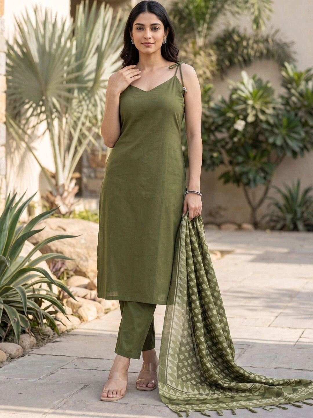 BrownEra Women Ethnic Motifs Regular Pure Cotton Kurta with Trousers & With Dupatta