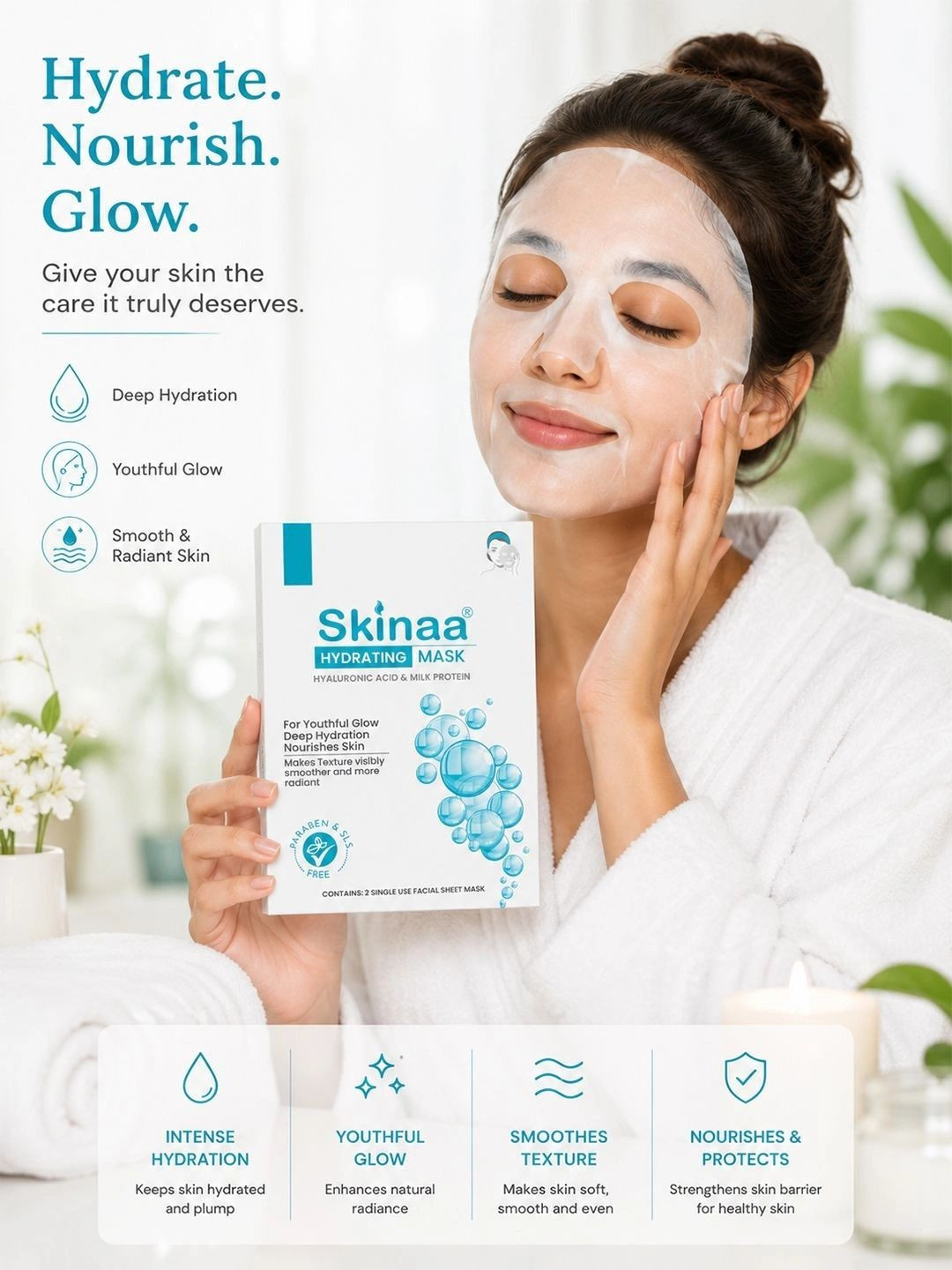 SKINAA Pack of 2 Brightening Sheet Mask for women with Niacinamide for Radiant Glow