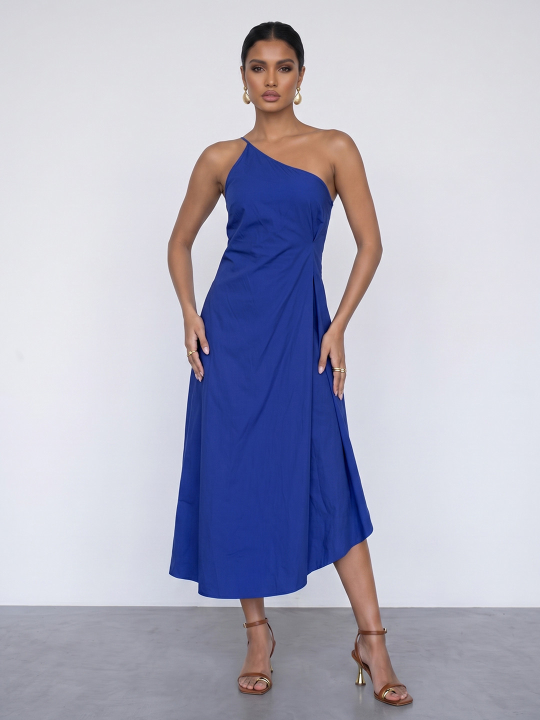 Phosphorus One Shoulder A-Line Midi Dress