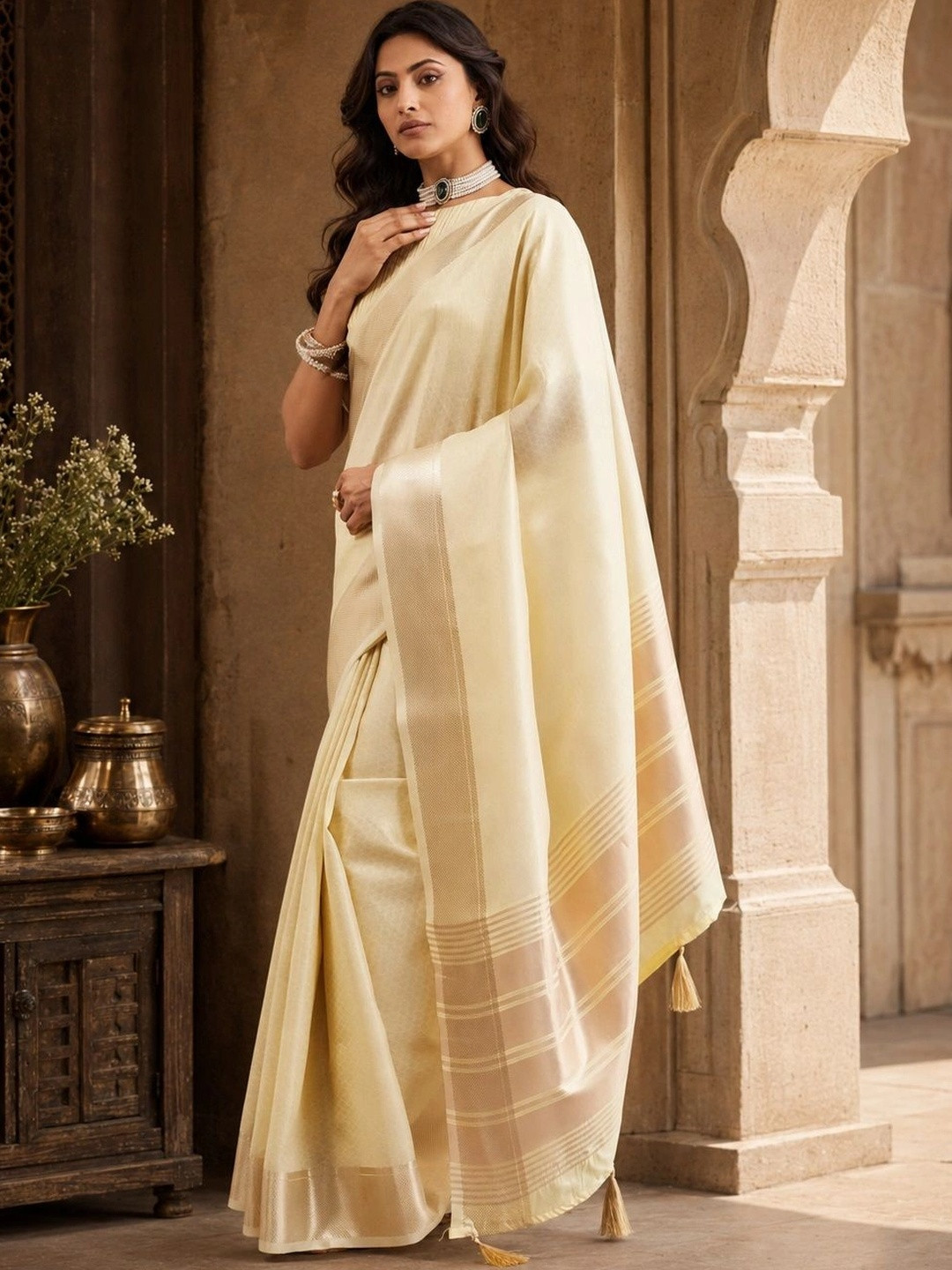 kasee Woven Design Zari Jute Silk Handloom Saree