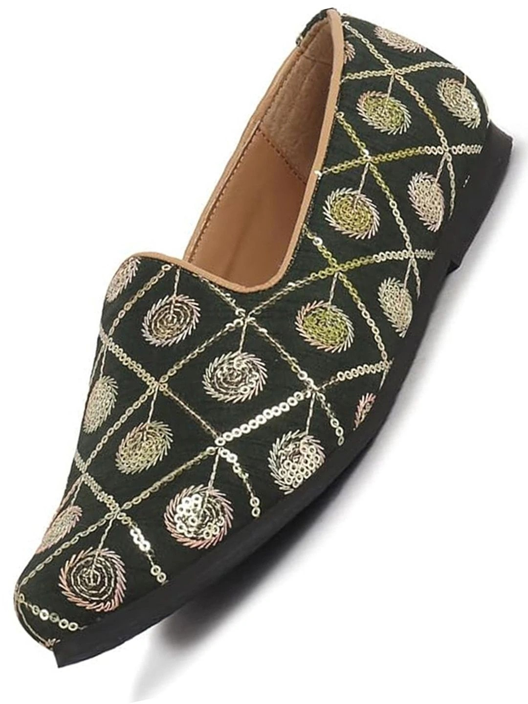FAUSTO Men Traditional Sequin Ethnic Slip On Juttis and Mojaris for Wedding