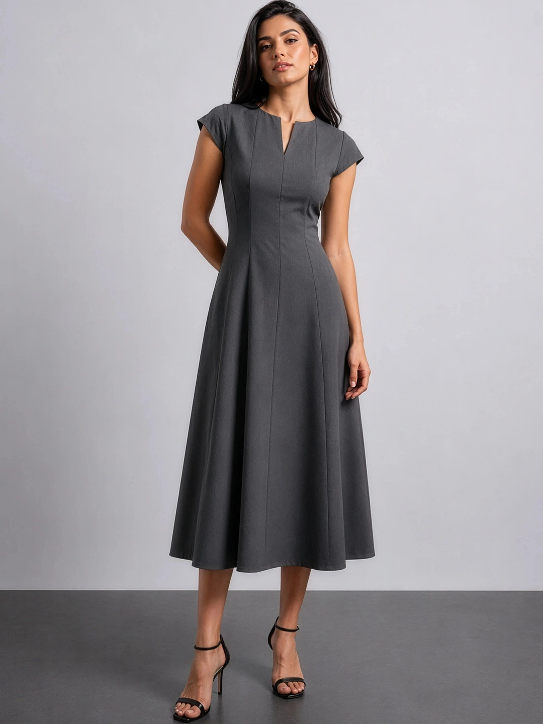 COVE AND LANE Formal Fit & Flare Midi Dress