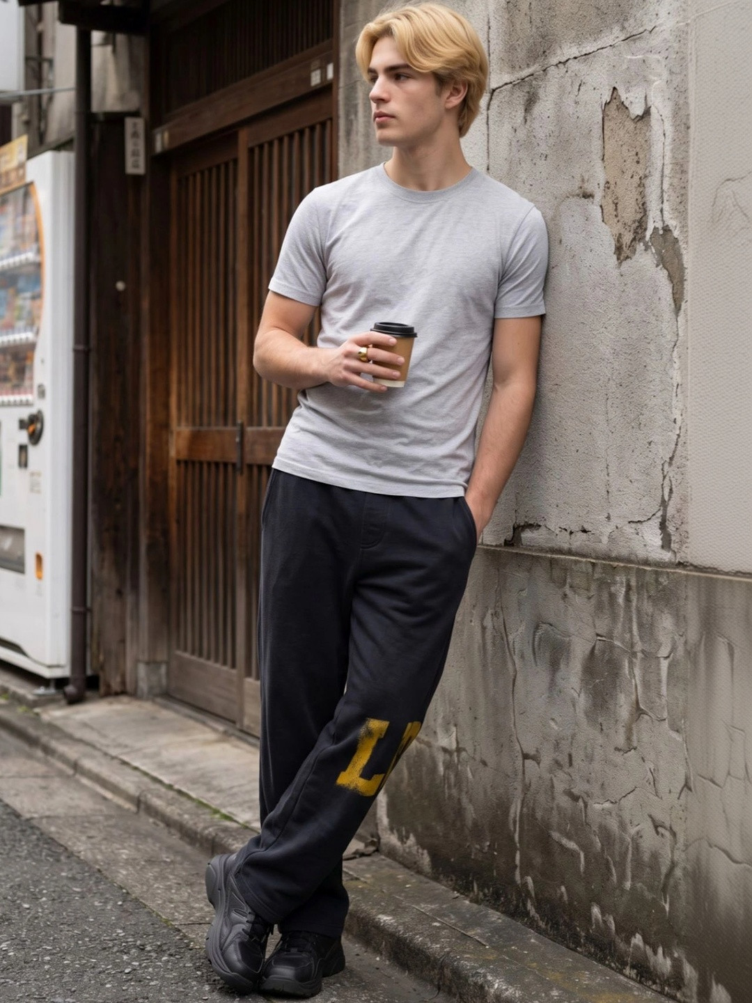 glitchez Men Baggy Alphanumeric Training Track Pants