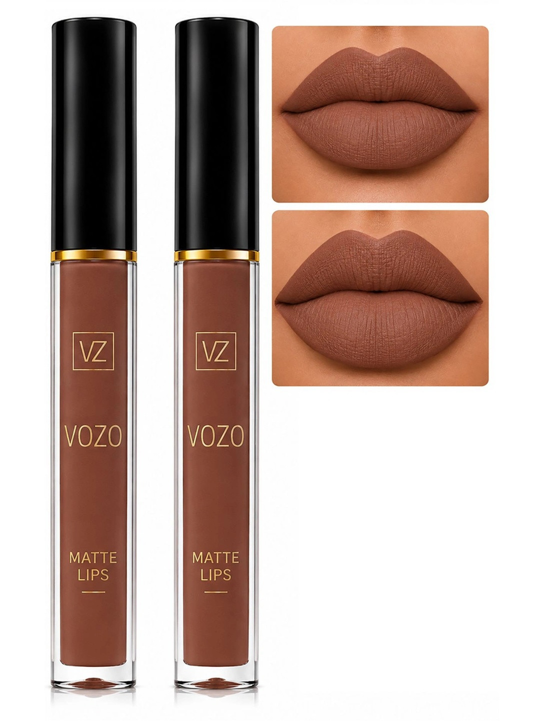 VOZO Women Set Of 2 Matte Lips Liquid Lipstick - 4 ml Each - Brown