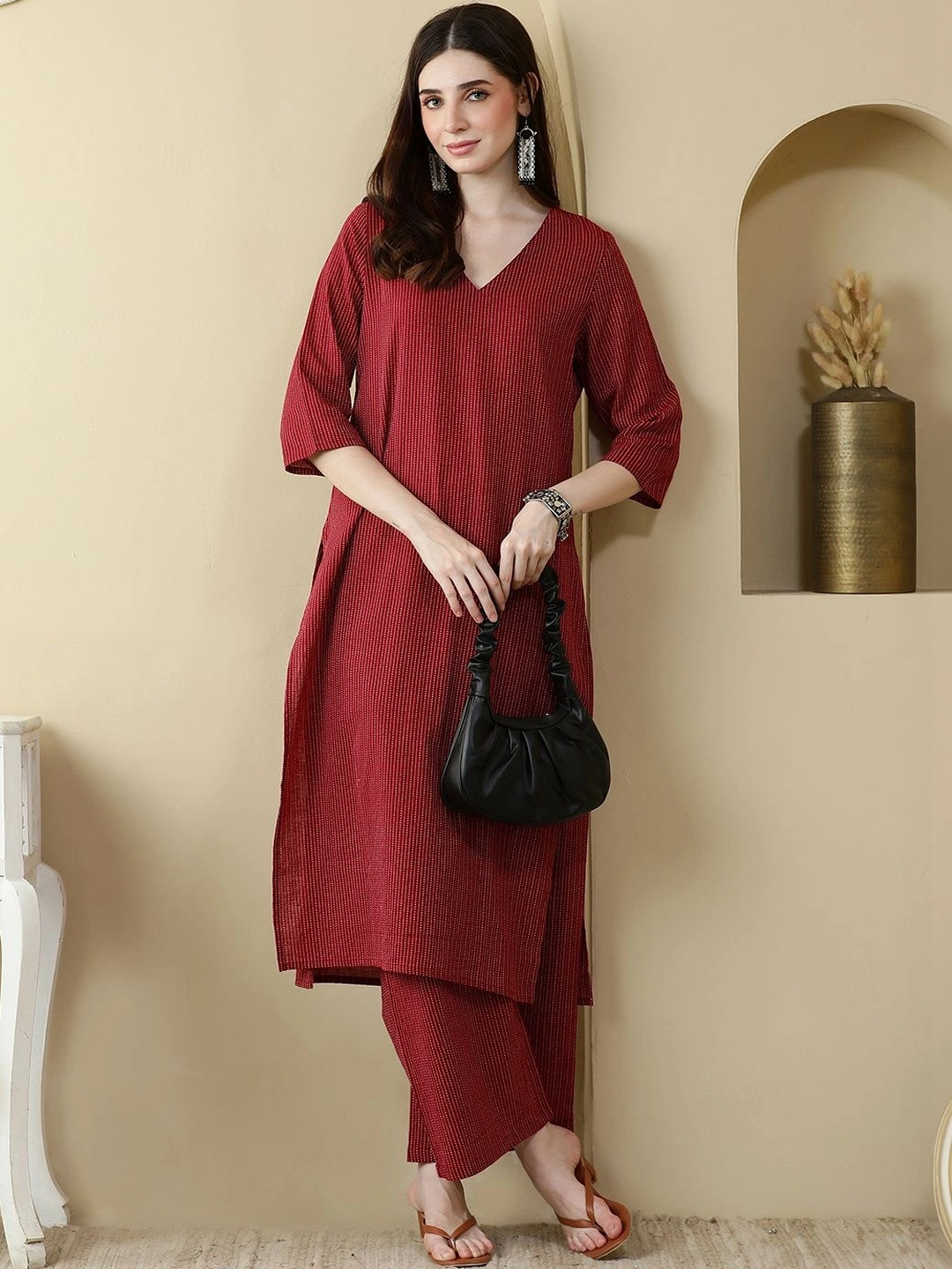 Anouk Women Printed Regular Pure Cotton Kurta with Palazzos
