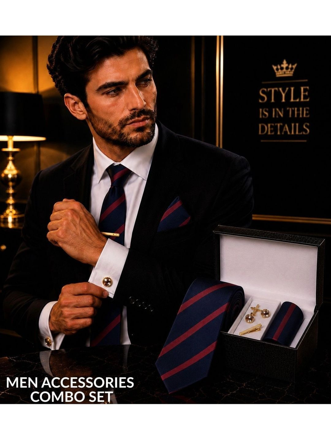 ZITTI Men Standard Tie & Cufflinks