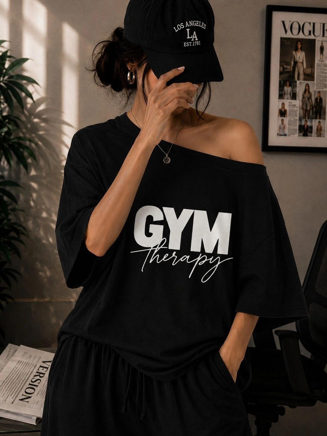 srensfashion Women Typography Printed Drop-Shoulder Sleeves T-shirt