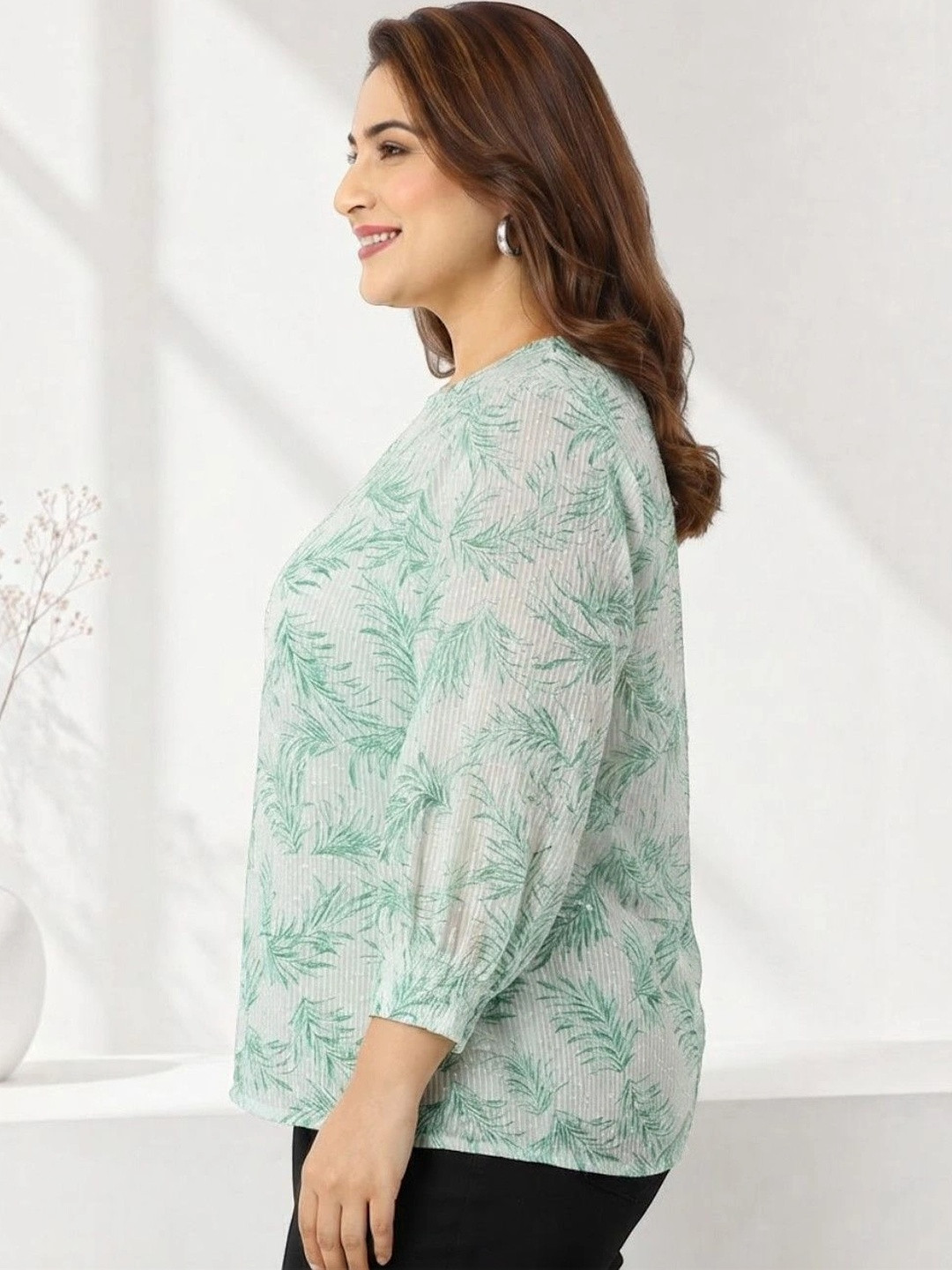 Oxolloxo White Floral Print Top