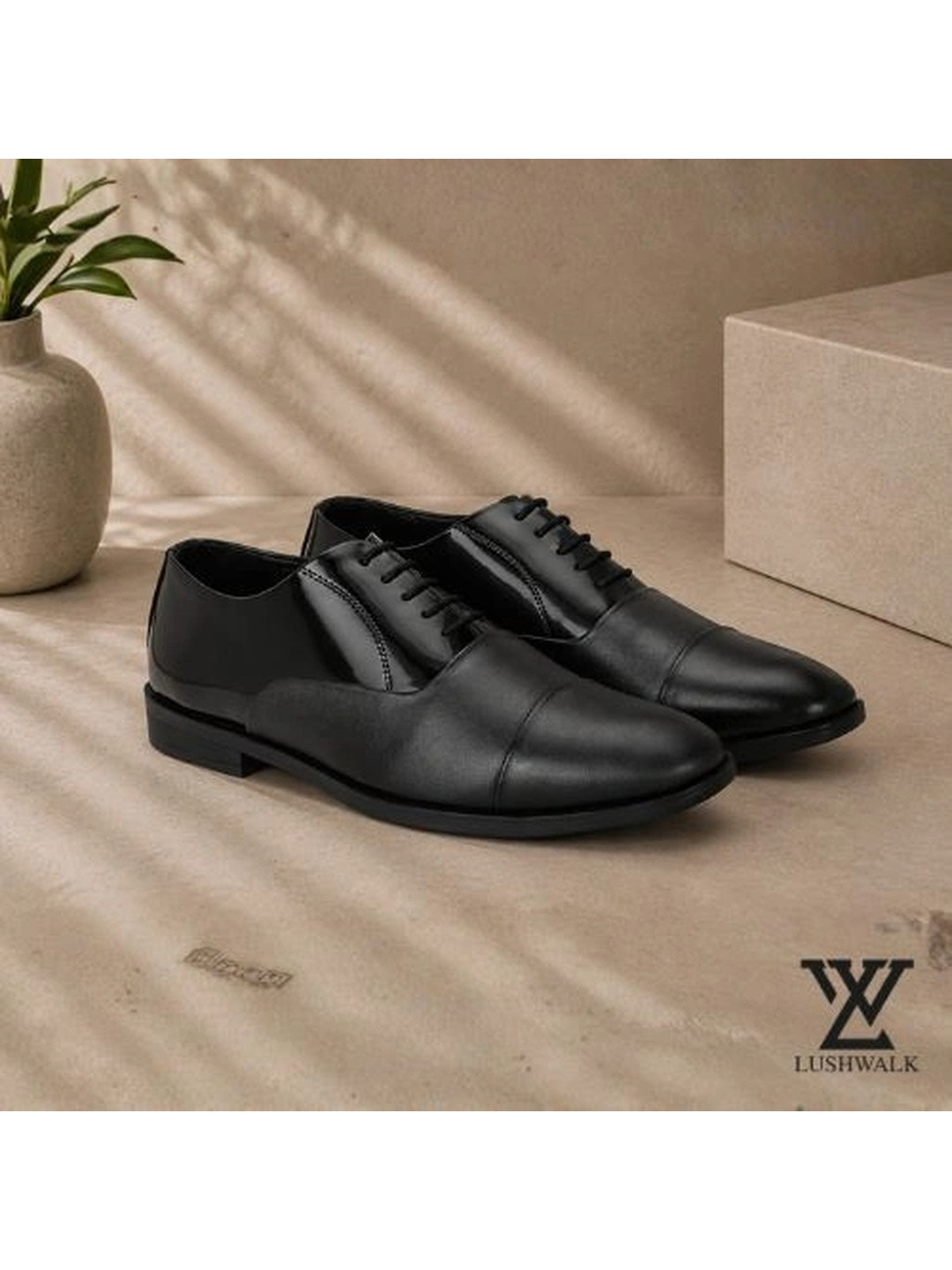 Lushwalk Men Leather Round-Toe Formal Shoes