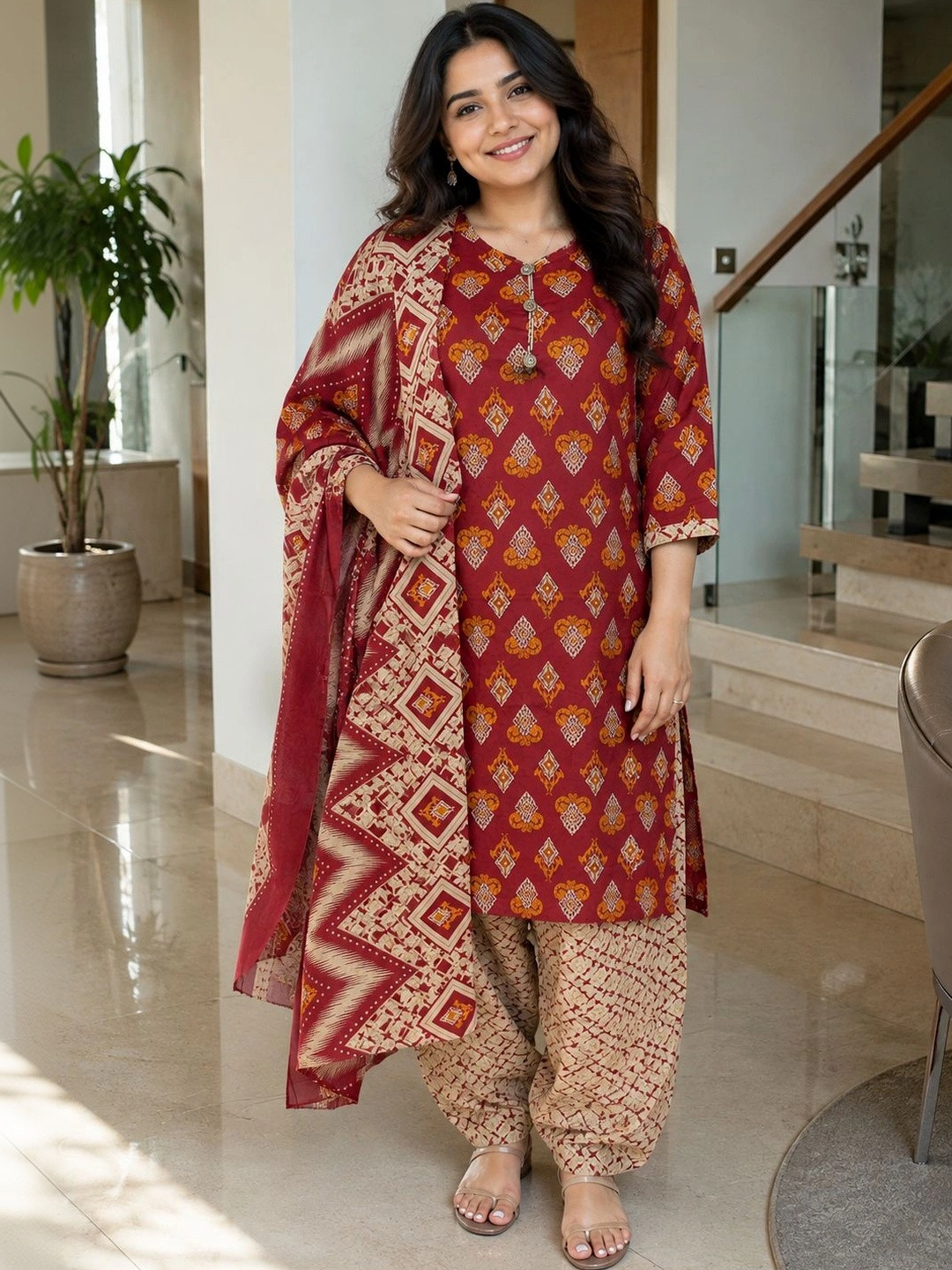 KALINI Women Ethnic Motifs Printed Regular Kurta with Patiala & With Dupatta
